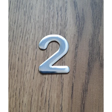 Gendec Kapı Numarası 4.2 cm No:2 Kendinden Yapışkanlı Krom Metal Dolap,ayakkabılık,raf,posta Kutu