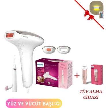 Philips Premium Yüz ve Vücüt Bakım & Lazer Epilasyon Seti, Tüy Alma, Kalem Düzeltici + Luciole