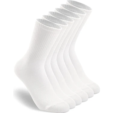 Sockingen 6 Parça Tenis Çorabı Fitilli Beyaz Unisex - Premium Kalite Tenis Çorabı Soket Boy Pamuklu