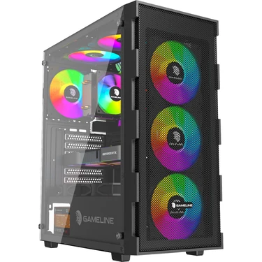 Gameline Elısa-Mesh 4x Rainbow Fan Atx USB 3.0 Gaming Bilgisayar Kasası (PSU