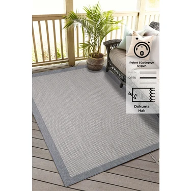 Konfor Halı Konfor Sisalux 3092 Gri Jüt Tabanlı Modern Dokuma Kilim Sisal Hasır Halı 80x150