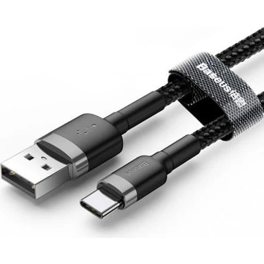 Baseus Type-C Cafule Hızlı Şarj Kablosu USB 3A 1 m  - Gri Siyah -