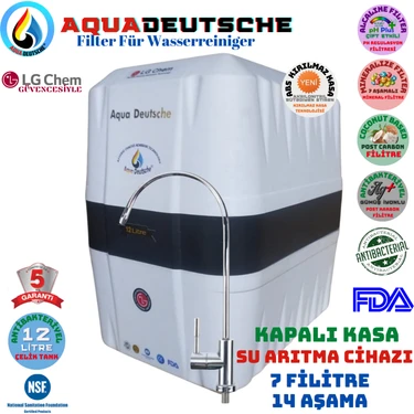 LG CHEM Aqua Deutsche Kapalı Kasa Beyaz Renk 12 Lt 14 Aşama 7 Filtre Ters Ozmoz Özellikli Su Arıtma