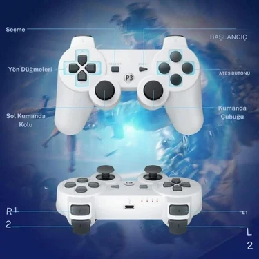 Cosmostech P3 Doubleshock Ps3 Playstation 3 Için Uyumlu Kablosuz Titreşimli Oyun Kolu Gamepad