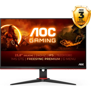 AOC 24G2ZE 23.8" 240Hz 0.5ms (HDMI+Display) FreeSync Premium FHD IPS