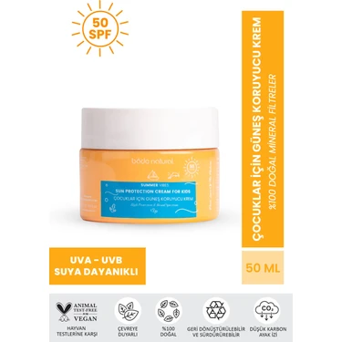 Bade Natural 50 Spf Yüksek Korumalı %100 Mineral Filtreli ve Doğal Çocuklar İçin Güneş Koruyucu