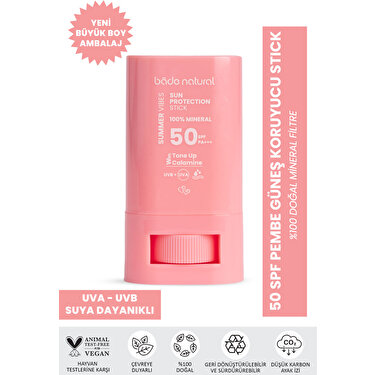 Bade Natural 50 Spf Ton Eşitleyici ve Cilt Aydınlatıcı Pembe Yüksek Korumalı Güneş Koruyucu