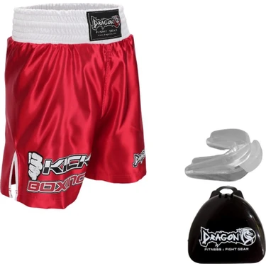 Dragon Do Dragondo KF1003 Kırmızı Kick Boks Şort ve Profesyonel Dişlik Kick Boxing Şort