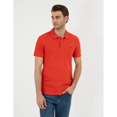 Pierre Cardin Erkek Kırmızı Slim Fit Basic Tişört