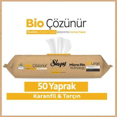 Sleepy Easy Clean Bio Çözünür Karanfil ve Tarçın Yüzey Temizlik Havlusu 50