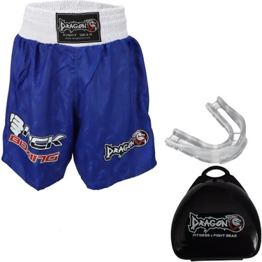 Dragon Do Dragondo KF1003 Mavi Kick Boks Şort ve Profesyonel Dişlik Kick Boxing Şort