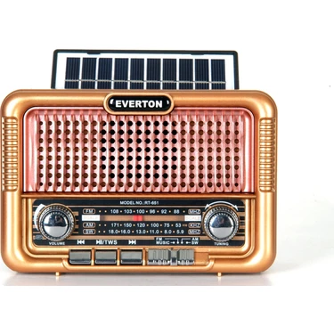 Newnet RT-651 Hem Solar Hem Şarjlı Nostaljik Fm Radyo - Bluetooth Hoparlör - Değiştirilebilir