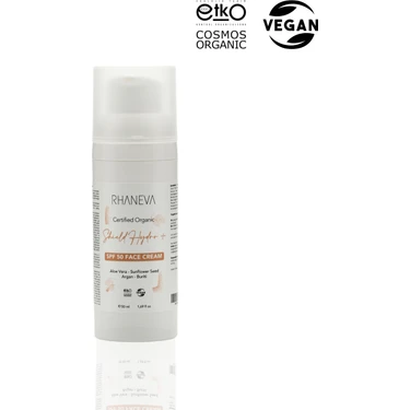 RHANEVA Shield Hydro+ SPF 50 Geniş Spektrumlu Güneş Kremi, Hassas Ciltler için, Organik ve Vegan