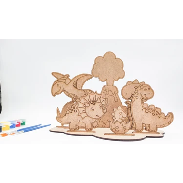Icons Ahşap Boyama Seti, Ahşap Maket Boyama, Çocuk Aktivite ve Sanat Etkinliği,dinazor Konsept
