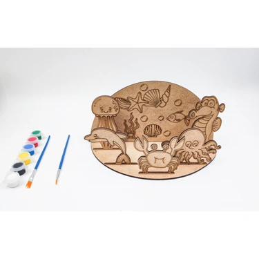 Icons Ahşap Boyama Seti, Ahşap Maket Boyama, Çocuk Aktivite ve Sanat Etkinliği, Deniz Konsept