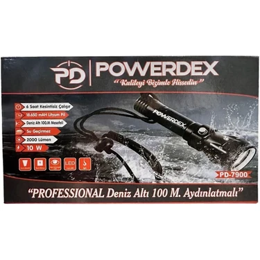 Powerdex PD-7900 Şarjlı Su Altı Dalış El Feneri 10W 2000