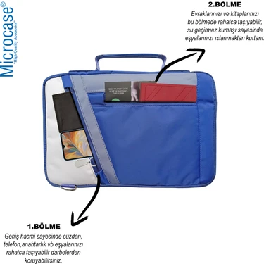 Microcase Apple iPad Pro 11 2024 Tabletler Universal Sleeve Taşıma Çantası AL4346 Lacivert Krem