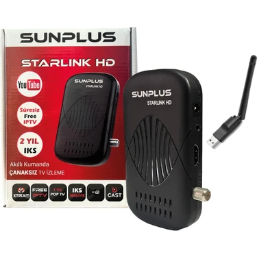 Sunplus Starlink Turbo Hd 2024 Çanaklı-Çanaksız Wi-Fi Dahil Full Hd Sınırsız Sinema Paketli Uydu