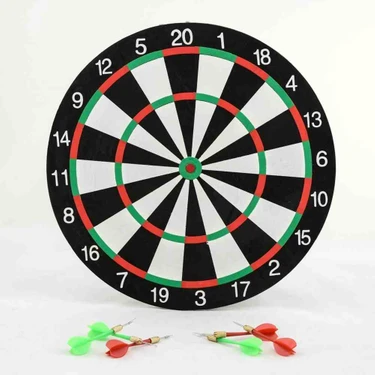 Tasaryum Çift Taraflı 30 cm Dart Tahtası ve 4 Adet Ok Metal Iğne