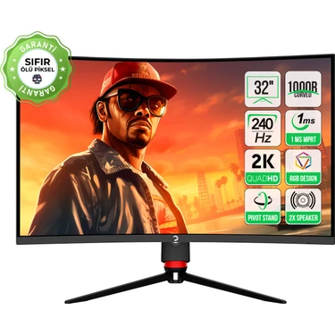 GamePower 32'' Vision V30 Curved 1000R RGB 240Hz 1ms 2K (QHD) , Kvm, Speaker, Type C Gaming Monitör