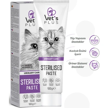 Vet's Plus Sterilised Malt Macun 100gr (Kısır Kediler için Tüy Yumağı