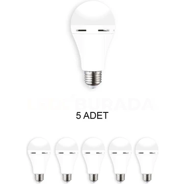 Cata CT-4229 Şarjlı LED Ampul Beyaz 9W - 5'li
