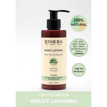 BTHERA Doğal Güneş Sonrası Nemlendiricili Vücut Losyonu Aloe Vera &