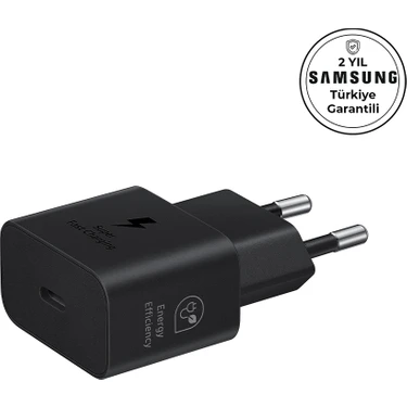 Samsung 25W Type-C Hızlı Şarj Adaptörü , Siyah, Samsung Türkiye Garantili -