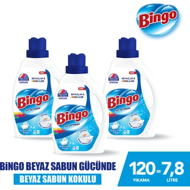 Bingo Sıvı Performans Çamaşır Deterjanı Beyaz Sabun 2600 ml
