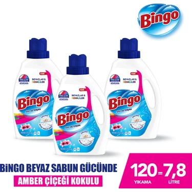 Bingo Sıvı Performans Çamaşır Deterjanı Amber Çiçeği 2600 ml