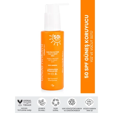 Bade Natural 50 Spf Güneş Koruyucu Yüz ve Vücut Sütü 100