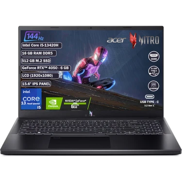 Acer Nitro V15 ANV15-51-57XV Intel Core I5 13420H 16GB 512GB SSD RTX4050 Freedos 15.6" Fhd