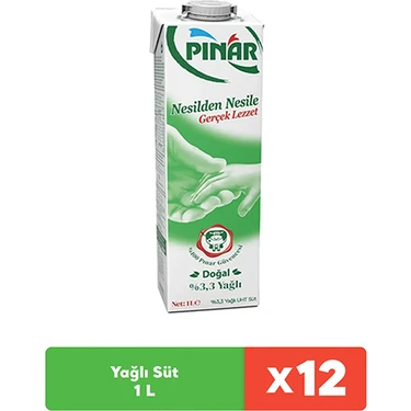 Pınar Yağlı Süt 1 L  x 12