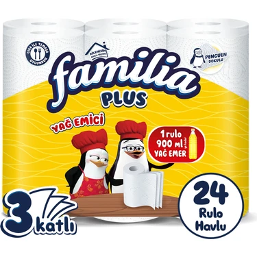 Familia Plus Yağ Emici Kağıt Havlu 24 Rulo (6 Rulo x 4