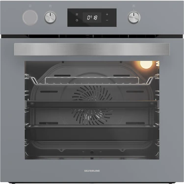 Silverline BO65P4S01 Buhar Destekli + Airfryer Özellikli Ankastre Fırın Gri Antrasit