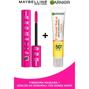 Maybelline New York Maybelline Firework Maskara + Garnier C Vitamini Parlak Günlük Güneş Koruyucu