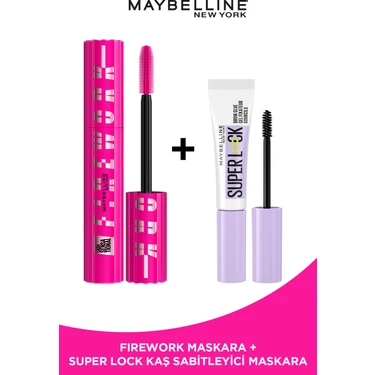 Maybelline New York Lash Sensational Firework Maskara + Super Lock Kaş Sabitleyici