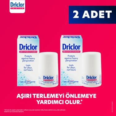 Driclor Roll-On 20 ml Kokusuz Antiperspirant Deodorant 2'li Paket Kadın ve Erkek Kullanımı