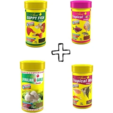 AHM Lepistes İçin Özel Yem Seti 100 ml x 4 Sağlıklı Büyüme ve Canlı Renkler