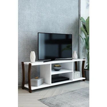 Jest Dekor Konsept Mila Beyaz Ahşap Tv Ünitesi, Televizyon Sehpası – Ergonomik Tasarım, 120x30 Cm,