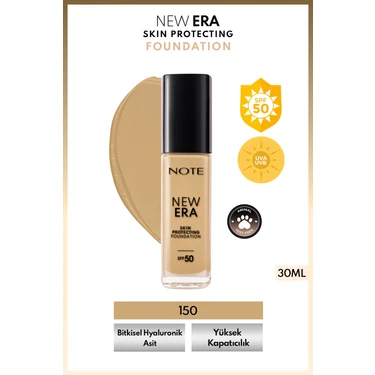 New Era Skin Protecting Spf 50 Nemlendirici Etkili Hyaluronik Asitli Fondöten - 150 Medium