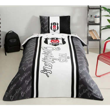 Taç Beşiktaş 1903 Glow Tek Kişilik 120X200 Lastikli Çarşaflı Nevresim