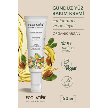 Gündüz Yüz Nemlendirici Kremi Organik Argan Yağlı, Canlandırıcı, Besleyici, Yaşlanma Karşıtı 50