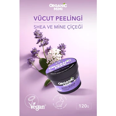 Organic Mimi Shea ve Mine Çiçeği Doğal Vücut Peelingi, El Ayak Vücut Için Yumuşatıcı ve