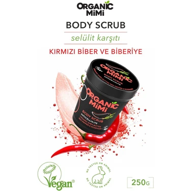 ECOLATIER Vücut Peelingi Selülit Karşıtı ve Önleyici, Sıkılaştırıcı Etki Kırmızı Biber Özlü