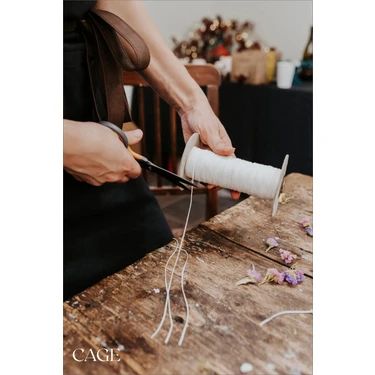 Cage Art Studio Pamuk Mumlanmış Mum Fitili ( Mum Yapım Malzemesi ) - Candle Wick - Ince 1. Kalite