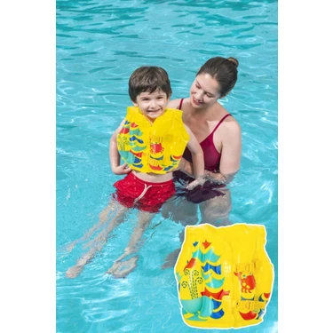 Mediterian Sarı 3-6 Yaş Çocuk Yüzme Yeleği Swimvest Şişme Yüzücü Havuz Yelek Can Yeleği Sarı 41X30