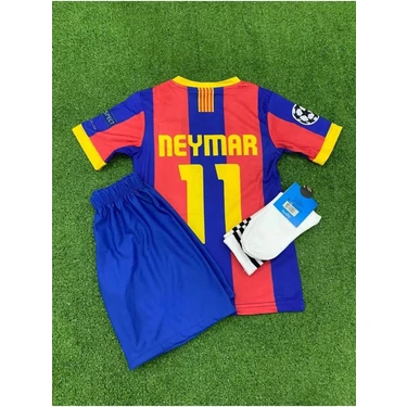 Sidas Neymar Barcelona Çoçuk Forma Takımı 4 Lü Set Kırmızı Retro