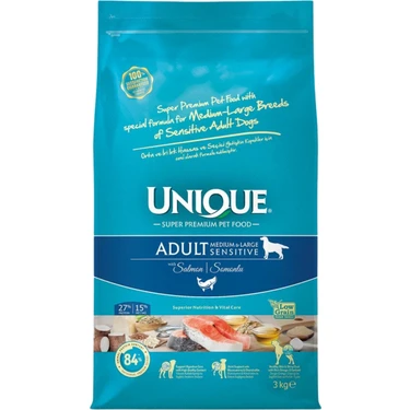 Unique Sensitive Somonlu Yetişkin Köpek Maması 3 kg Orta ve İri Irklar İçin Özel