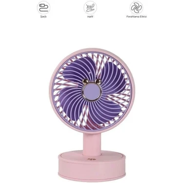 Megamus F-08 Beyaz Pembe Ayarlanabilir Sessiz Mini Fan Vantilatör Masa